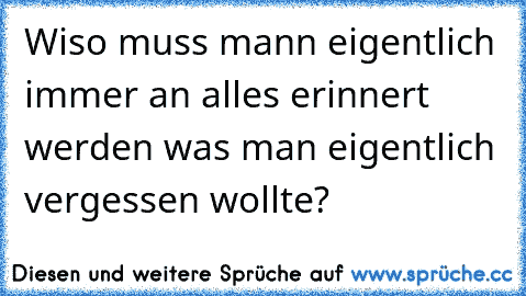 Wiso muss mann eigentlich immer an alles erinnert werden was man eigentlich vergessen wollte?