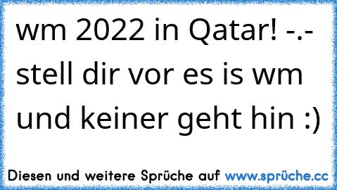 wm 2022 in Qatar! -.- stell dir vor es is wm und keiner geht hin :)