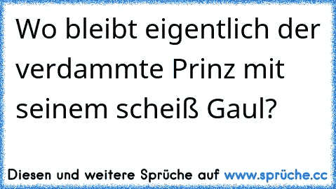 Wo bleibt eigentlich der verdammte Prinz mit seinem scheiß Gaul?