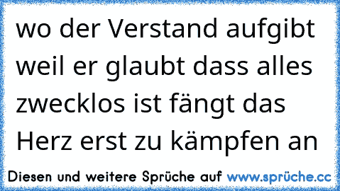 wo der Verstand aufgibt weil er glaubt dass alles zwecklos ist fängt das Herz erst zu kämpfen an♥