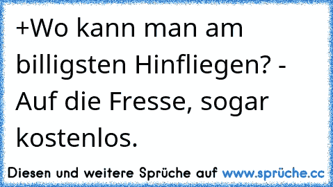 +Wo kann man am billigsten Hinfliegen?
 - Auf die Fresse, sogar kostenlos.