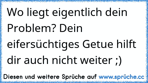 Wo liegt eigentlich dein Problem? Dein eifersüchtiges Getue hilft dir auch nicht weiter ;)