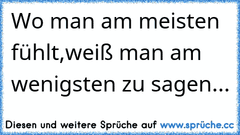 Wo man am meisten fühlt,weiß man am wenigsten zu sagen...