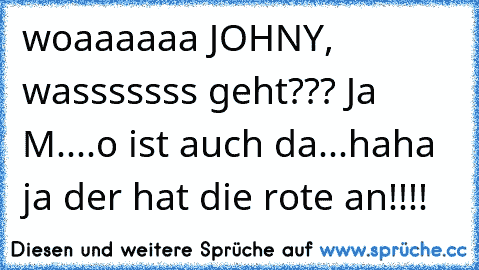 woaaaaaa JOHNY, wasssssss geht??? Ja M....o ist auch da...haha ja der hat die rote an!!!!