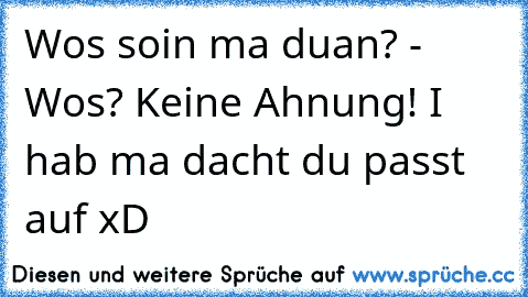 Wos soin ma duan? - Wos? Keine Ahnung! I hab ma dacht du passt auf xD