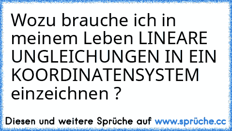 Wozu brauche ich in meinem Leben LINEARE UNGLEICHUNGEN IN EIN KOORDINATENSYSTEM einzeichnen ?