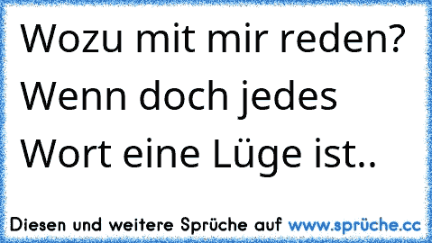 Wozu mit mir reden? Wenn doch jedes Wort eine Lüge ist..