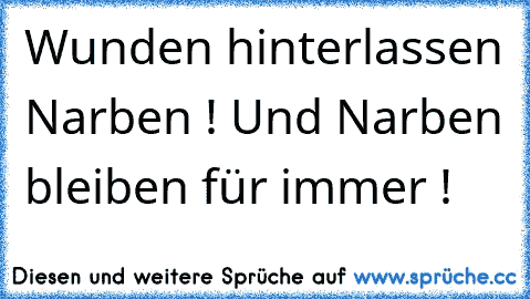 Wunden hinterlassen Narben ! Und Narben bleiben für immer !