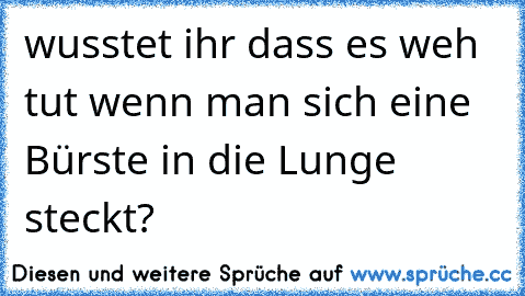 wusstet ihr dass es weh tut wenn man sich eine Bürste in die Lunge steckt?