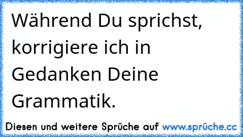 Während Du sprichst, korrigiere ich in Gedanken Deine Grammatik.