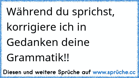 Während du sprichst, korrigiere ich in Gedanken deine Grammatik!!