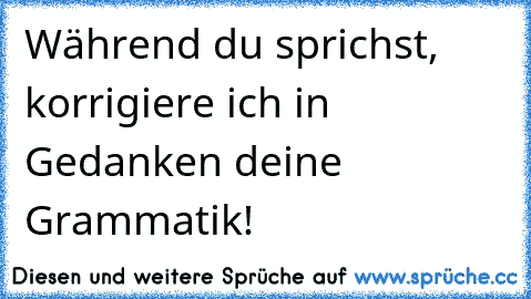 Während du sprichst, korrigiere ich in Gedanken deine Grammatik!