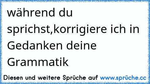 während du sprichst,korrigiere ich in Gedanken deine Grammatik