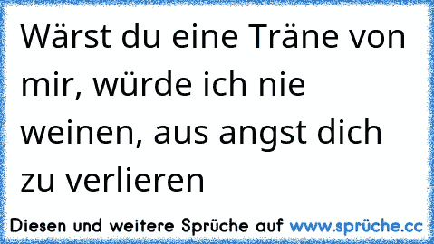 Wärst du eine Träne von mir, würde ich nie weinen, aus angst dich zu verlieren ♥