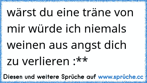 wärst du eine träne von mir würde ich niemals weinen aus angst dich zu verlieren :** ♥