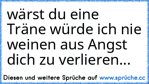 wärst du eine Träne würde ich nie weinen aus Angst dich zu verlieren...