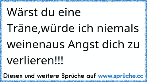 Wärst du eine Träne,
würde ich niemals weinen
aus Angst dich zu verlieren!!!