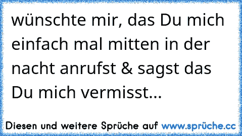 wünschte mir, das Du mich einfach mal mitten in der nacht anrufst & sagst das Du mich vermisst... ♫