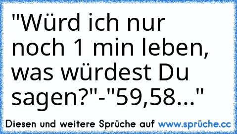 "Würd ich nur noch 1 min leben, was würdest Du sagen?"-"59,58..."