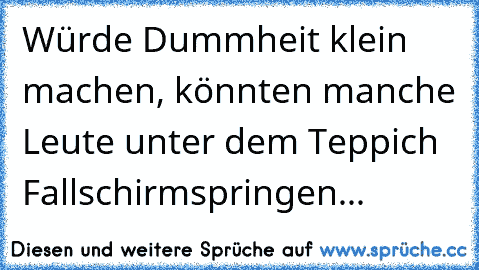 Würde Dummheit klein machen, könnten manche Leute unter dem Teppich Fallschirmspringen...