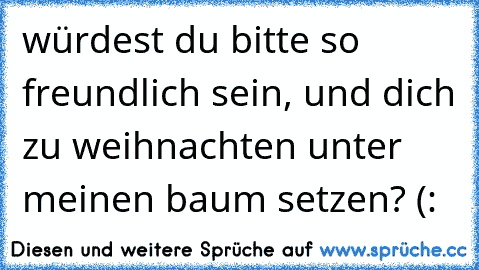 würdest du bitte so freundlich sein, und dich zu weihnachten unter meinen baum setzen? (: