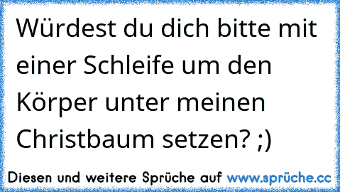 Würdest du dich bitte mit einer Schleife um den Körper unter meinen Christbaum setzen? ;)