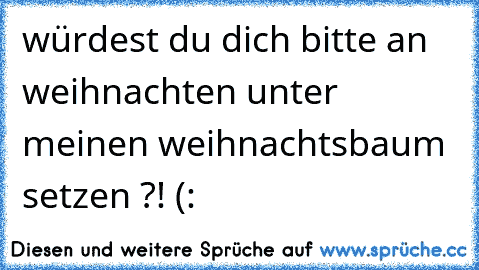 würdest du dich bitte an weihnachten unter meinen weihnachtsbaum setzen ?! (: