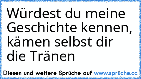 Würdest du meine Geschichte kennen, kämen selbst dir die Tränen