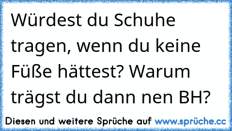 Würdest du Schuhe tragen, wenn du keine Füße hättest? Warum trägst du dann nen BH?