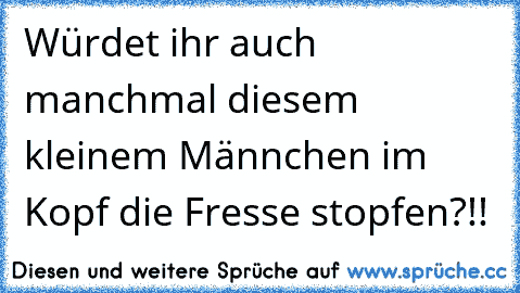 Würdet ihr auch manchmal diesem kleinem Männchen im Kopf die Fresse stopfen?!!