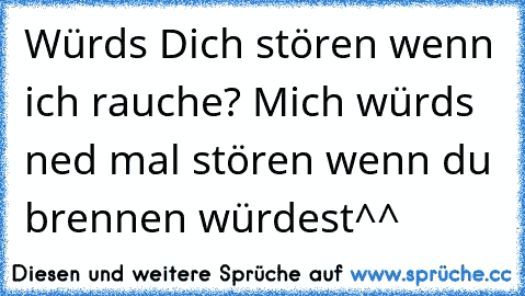 Würds Dich stören wenn ich rauche? Mich würds ned mal stören wenn du brennen würdest^^