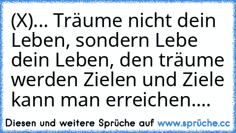 (X)... Träume nicht dein Leben, sondern Lebe dein Leben, den träume werden Zielen und Ziele kann man erreichen....