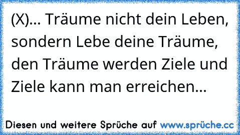 (X)... Träume nicht dein Leben, sondern Lebe deine Träume, den Träume werden Ziele und Ziele kann man erreichen...