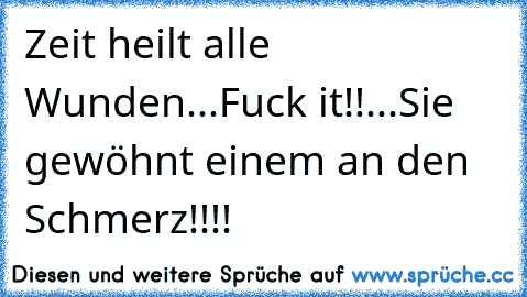 Zeit heilt alle Wunden...Fuck it!!...Sie gewöhnt einem an den Schmerz!!!!