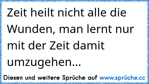 Zeit heilt nicht alle die Wunden, man lernt nur mit der Zeit damit umzugehen...