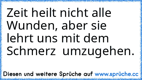 Zeit heilt nicht alle Wunden, aber sie lehrt uns mit dem Schmerz  umzugehen.