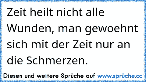 Zeit heilt nicht alle Wunden, man gewoehnt sich mit der Zeit nur an die Schmerzen.