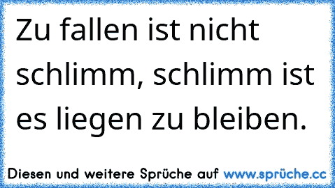 Zu fallen ist nicht schlimm, schlimm ist es liegen zu bleiben.