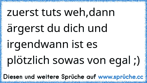 zuerst tuts weh,dann ärgerst du dich und irgendwann ist es plötzlich sowas von egal ;)