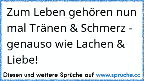 Zum Leben gehören nun mal Tränen & Schmerz - genauso wie Lachen & Liebe! ♥