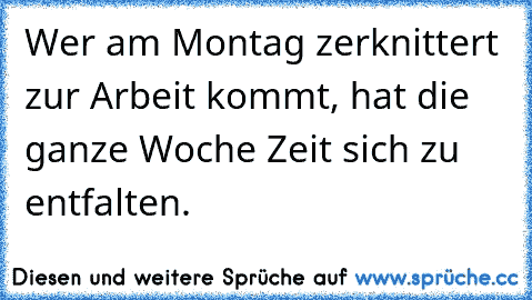 » Wer am Montag zerknittert zur Arbeit kommt, hat die ganze Woche Zeit sich zu entfalten. «