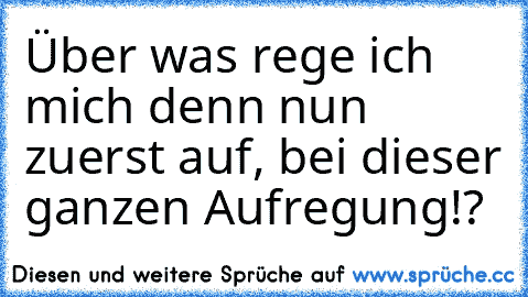 Über was rege ich mich denn nun zuerst auf, bei dieser ganzen Aufregung!?