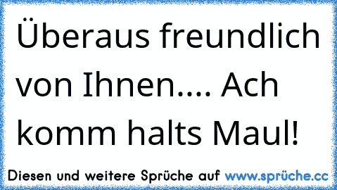 Überaus freundlich von Ihnen.... Ach komm halts Maul!