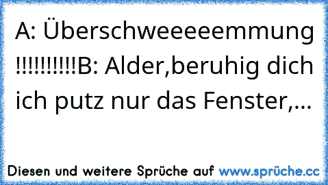 A: Überschweeeeemmung !!!!!!!!!!
B: Alder,beruhig dich ich putz nur das Fenster,...