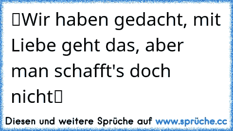 “Wir haben gedacht, mit Liebe geht das, aber man schafft's doch nicht“ ☆ ☆