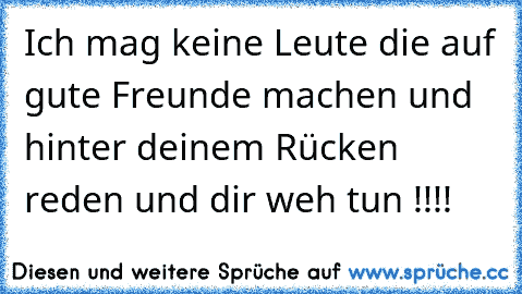 ☆Ich mag keine Leute die auf gute Freunde machen und hinter deinem Rücken reden und dir weh tun !!!!  ☆