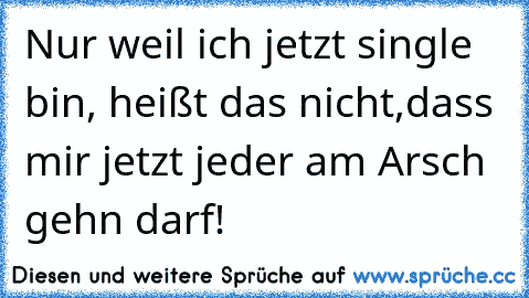 ☆Nur weil ich jetzt single bin, heißt das nicht,dass mir jetzt jeder am Arsch gehn darf! ☆