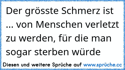 ♥ Der grösste Schmerz ist ... von Menschen verletzt zu werden, für die man sogar sterben würde ♥