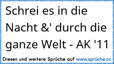 ♥ Schrei es in die Nacht &' durch die ganze Welt - AK '11 ♥