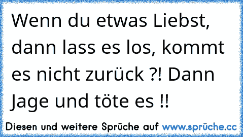 ♥ Wenn du etwas Liebst, dann lass es los, kommt es nicht zurück ?! Dann Jage und töte es !! ♥